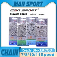 MSN Silver Bike Chain for Mountain Bikes & Road Bikes Available in 8,9,10&11 Speed
