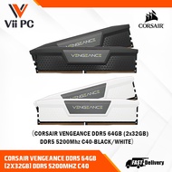 CORSAIR VENGEANCE DDR5 64GB (2x32GB) DDR5 5200Mhz C40 1.25V Memory Kit— Black/White