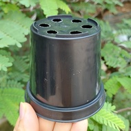 pot bunga hitam polos kecil 8cm - mdn 8 hitam