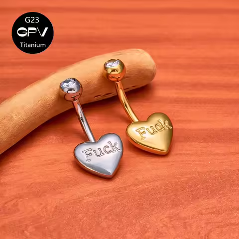 ASTM G23 Titanium Love Belly Button Ring Engraved Letters Internal Thread Women's Pierced Jewelry Be