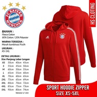 Jaket Hoodie Zipper Adidas Bayern Munich Munchen Bahan Katun Fleece