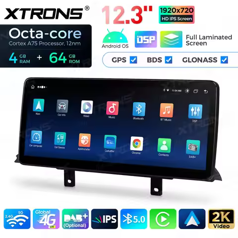 XTRONS 12.3'' Android 14 Car Multimedia Player For BMW 3/4 Series F30-F36 NBT System LHD 4+64GB with