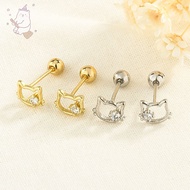【E.five】 Cute Cat Earrings Simple Sweet Small Girl Heart E