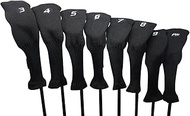 Majek All Hybrid Head Cover Golf Club Black Sleek Tight Fit Headcover Set 3-PW Acrylic Head Covers 3