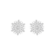 Merii ต่างหูเงินแท้ 925 ชุบโรเดียมประดับ CZ ดีไซน์เกล็ดหิมะ ทรงต่างหูสตัด : ต่างหูเพชร CZ Snowflakes