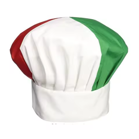 Red, White And Green Stitching Chef Hat Men Kitchen Elastic cap Catering Striped Plain Hat Canteen B