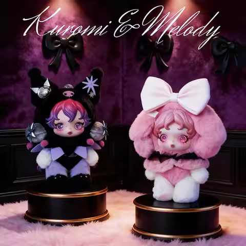 SKULLPANDA × My Melody Kuromi Blind Box - POP MART Cartoon Decor Vinyl Plush Pendant KeyChain Gift
