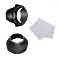 Toho 58mm Lens Hood Set with Tulip Flower Lens Hood + Collapsible Rubber Lens Hood + Lens Cleaning Cloth Replacement for Canon EOS 700D 650D 600D Rebel T5i T4i T3i T3 for Canon EF