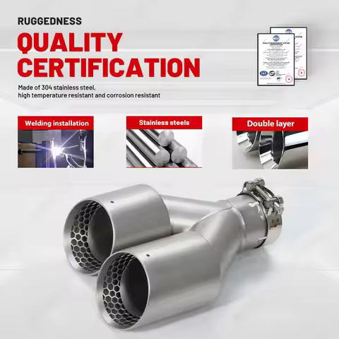 1PC ER New style car accsesories Exhaust Tip Matte Stainless Double Outlet Muffler Tip Modify for GT