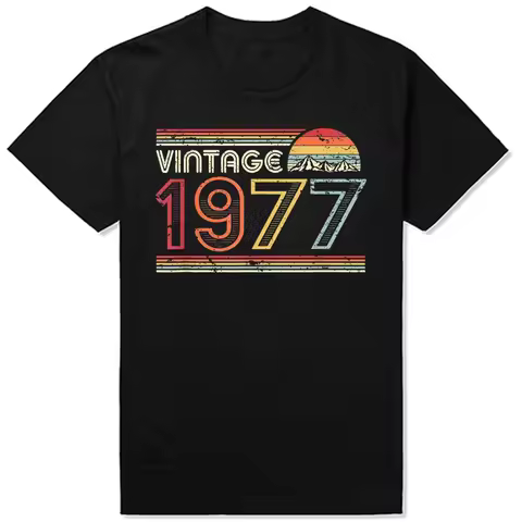 Fashion 47th 47 Years Old Birthday Party Tshirt Male Top Vintage 1977 Limited Edition Black T Shirts