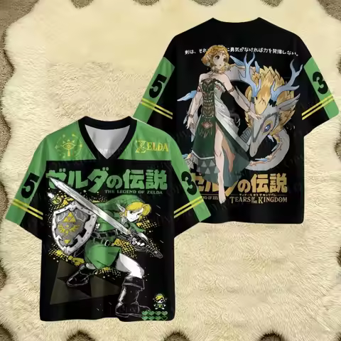 The Legend of Zelda Link Zelda 3D Print Jersey Children T-shirt Character V-neck Short Sleeve Casual