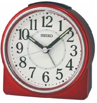 Seiko QHE198R.S.L Analog Quiet Sweep Beep Snooze Alarm Lumibrite Hand Bedside Alarm Clock