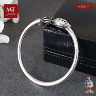 MT Children's Bracelet Real Silver Cross-Shaped Lotus Head Bali Style Wrist 13 Cm Bangle (scbg017) J