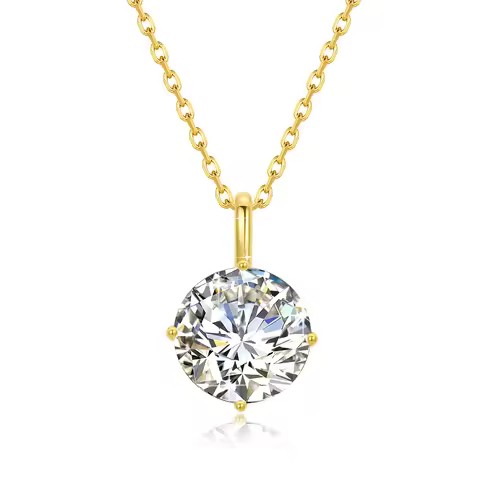 100% Real 14K Gold Moissanite Necklace 0.5ct 1ct 2ct 3ct Diamond K Gold Pendant Engagement Jewelry F