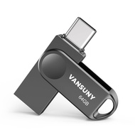 Vansuny Dual USB C Flash Drive 64GB USB 3.0 2-in-1 Type C + USB A Thumb Drive UDP-Tech Waterproof Me