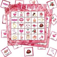 38pcs Set, Pink Valentine's Day Theme Party Bingo Game Cards Set, Valentine's Day Party Games Favors