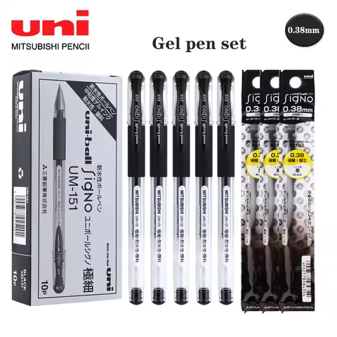 Japan Uni Gel Pen Set UM-151 Double Steel Ball Ballpoint Pen Extremely Fine Signature Pen 0.38mm Kaw