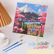 Painting By Numbers On Canvas With Frame Cat Abstract Hand Drawn Cute Cartoon Picture Frame C0z1