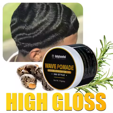 Men’s 360 Wave Pomade 113g - Rosemary & Castor Oil for Deep Moisture, Stronger Hair & 24-Hour Shine 