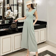 (Trendy) Lovito Casual Jumpsuit Plain Structure Line Jumpsuit for Women LNE57249