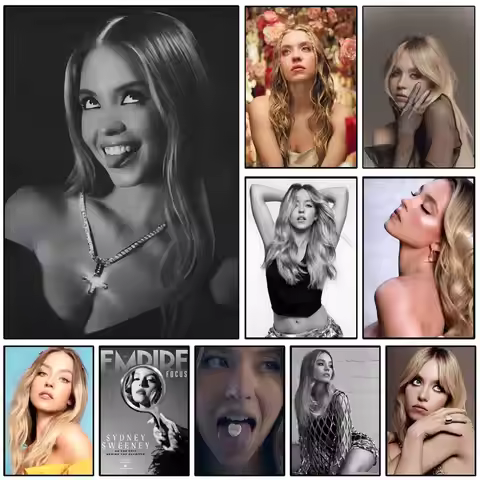 Actor S-Sydney Sweeney Poster Self-adhesive Art Waterproof Paper Sticker Coffee House Wall Decor