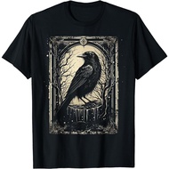 Crow Tarot Card Halloween Custom Graphic Tees For Men T-Shirt