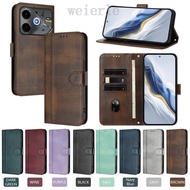 For Tecno Pova 6 Neo 4G Case Leather Wallet Phone Case For Tecno Pova 6 Neo Case Simple Lines Plain 