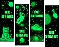 Glow in The Dark Stars Boys Room Wall Decor, Planet Space Motivational Wall Art Inspirational Sticke