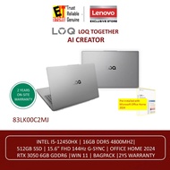 LENOVO LOQ AI GAMING LAPTOP (i5-12450HX/16GB DDR5 /512GB/15.6 FHD 144HZ/6GB RTX3050 /OFF HOME 2024 /