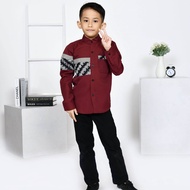 BAJU KOKO KEMEJA ANAK COUPLE AYAH (satuan) KOMBINASI KAPTEN MAROON TOYOBO