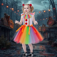 [Ready Stock] Children's Clown Costume Halloween cosplay Masquerade Party Clown Dress Up tutu Dress 