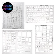 Drafting Tools and Ruler Shapes for Architecture - Set of 3 for House Plan Furniture Kitchen, Buildi