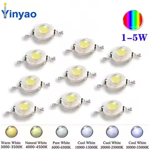 1W 3W 5W High Power Warm Nature Cool White 3000K 4000K 6000K 10000K LED Chip COB Lamp Light Beads DI