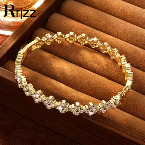 Rrjzz 2.5mm D-Color Full Moissanite Vintage Elegance Women Clover Bracelet Lab Imitation Diamond Fou