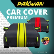 PAKWAN 3 Layer Car Cover Racing Stripes Selimut Penutup Kereta Cotton Tebal Sports Yellow Line Red C