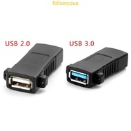 fol USB Female to Female Adapter 2 0 3 0 Female To Female Socket Panel Mount Adapter