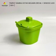 Melamine Square Sambal Container 280 ML + Spoon HJ02 [ Seiv ]
