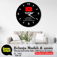 Jam Dinding YouTube Custom Nama 1000 Subscribe Mesin Sweep Bentuk Bulat 28*28cm