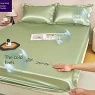 Summer Ice Silk Bed Sheet Bedspread Set Single Double Household Mattress Protective Cover Student Do