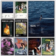 SZA Portrait Poster-SOS&CTRL Album Cover Canvas Print, Music Tracklist Wall Art Decor, Perfect Gift 