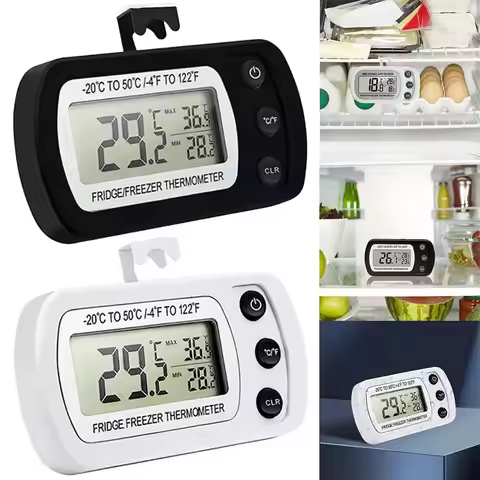 1PC Fridge Thermometer With Hook Anti-Humidity Refrigerator Freezer Electric LCD Display Digital The