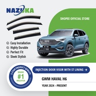GWM Haval H6 2024+ Nazuka Stainless Steel Lining Injection Door Visor | Premium UV Rain Guard | Loca