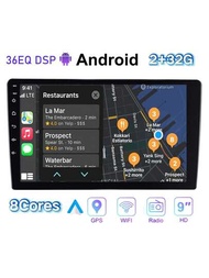 Android汽車收音機9英寸ips電容式屏幕8核2+32g汽車收音機立體聲gps Wifi三分屏功能fm/rds Dsp Mirrorlink