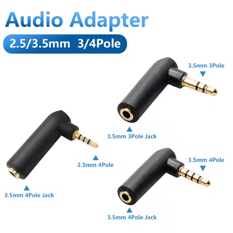 5PCS Gold-plated Connector 3.5mm Jack Female To 2.5mm 4Pole 3.5mm 3Pole Male Audio Stereo Plug L Sha