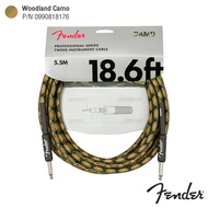 Fender® Tweed Instrument Camo Cable สายแจ็คกีตาร์ 18.6 ฟุต / 5.5 เมตร อย่างดี หัวตรง/หัวตรง สายถักลา