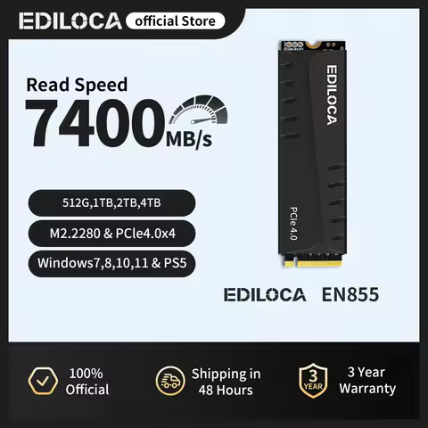 Ediloca EN855 PS5 SSD with Heatsink PCIe Gen4.0 NVMe M.2 Gaming SSD 7400MB/s Internal Solid State Dr