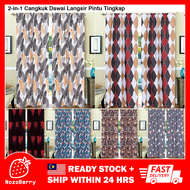 Semi Blackout Langsir Tingkap Pintu Rod Hook Curtain 2in1 Function Window Door Flower Geometry Moder
