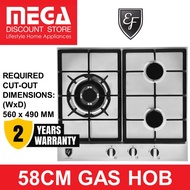 EF HBAG360VSA 58CM 3 BURNER STAINLESS STEEL GAS HOB