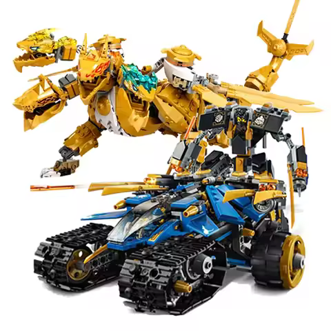 Thunder Raider Temple Ultra Golden Dragon Building Blocks Bricks Model Toys for Birthday Gift