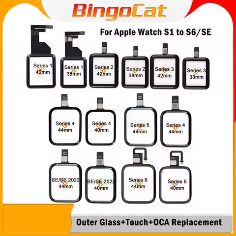 Novecel 5pcs Touch Screen Digitizer+OCA Glass Lens Panel For Apple iWatch Watch series SE S5 S4 S6 S